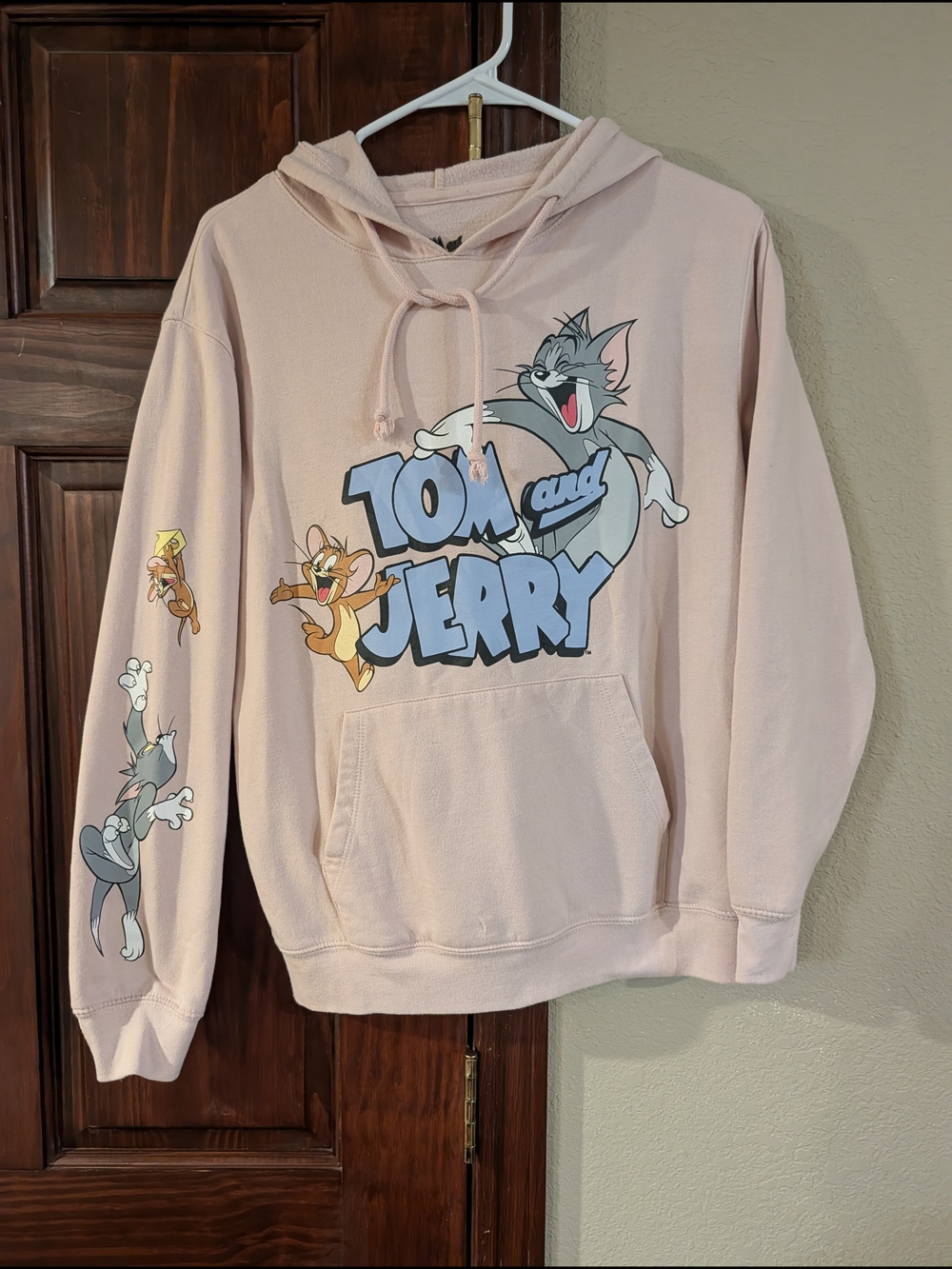 Tom and Jerry Pink Graphic Hoodie Sweatshirt